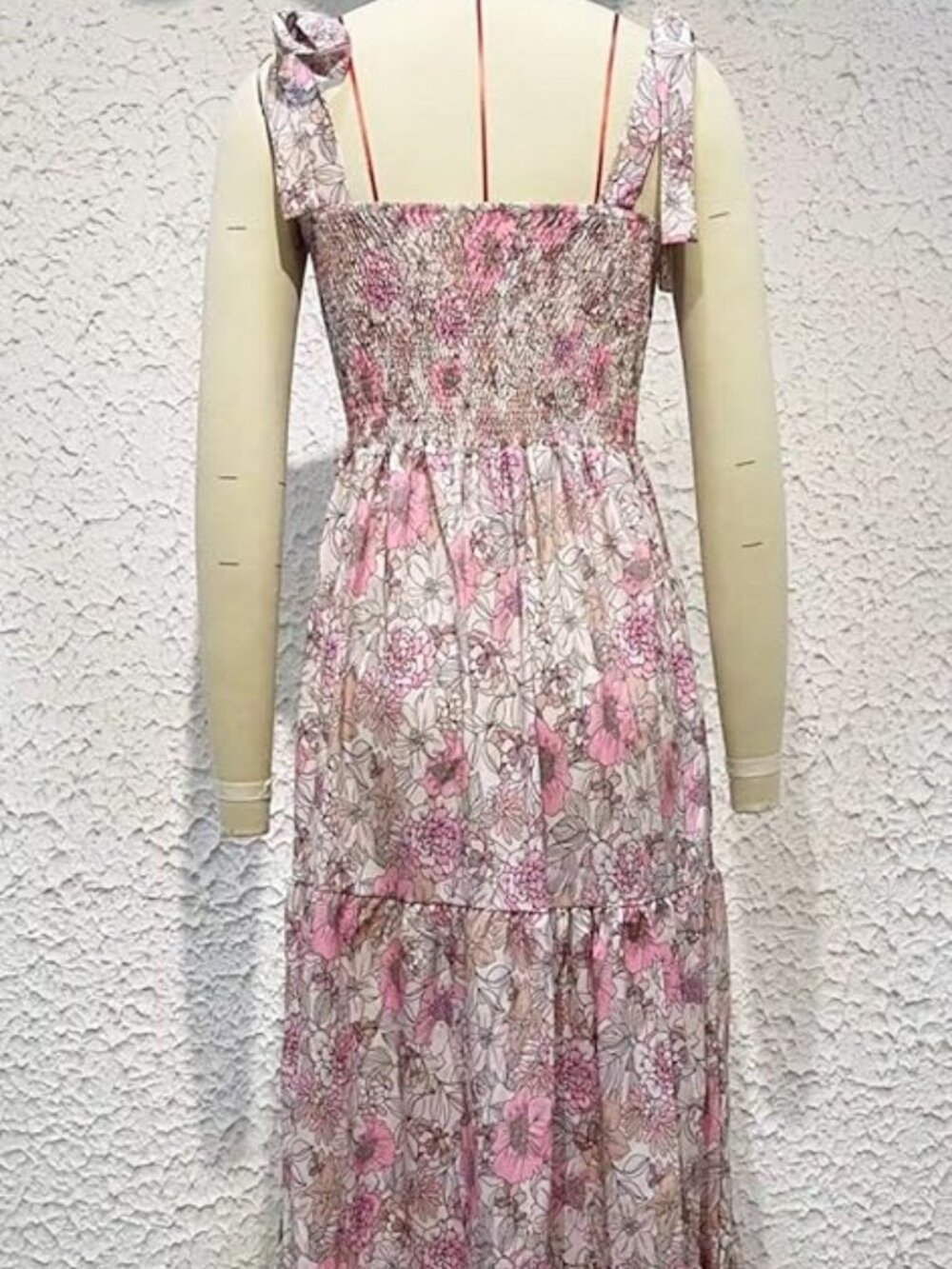 Pink Floral Square Neck Summer Dress - Picture 4 of 4